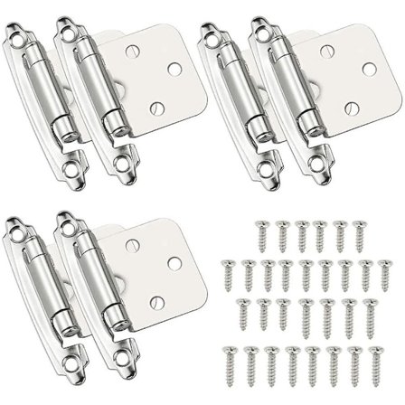 Pakke med 6 Fjærhengsler Selvlukkende Hengsler Med Skruer Skap Overlegg Kjøkkenskap Hengsel Stål Krom Finish Fjærskap Hengsler For Kjøkken Ca