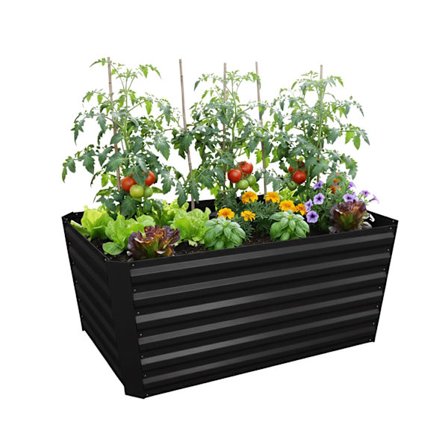 Rektangulær galvaniseret metalplantekasse – hævet havebed