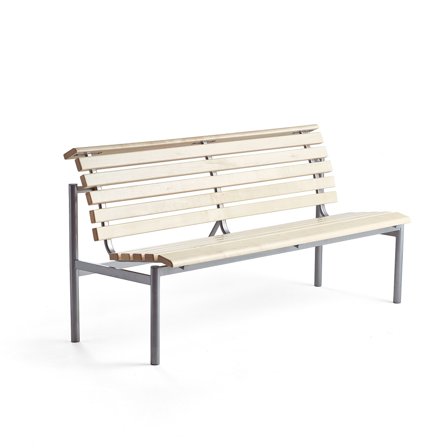Holzbank AURORA, 1800x700x900 mm, Gestell silber, Birke