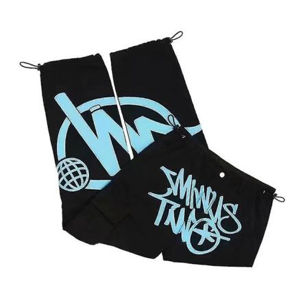Minus Two Cargo Y2k Casual Bukser Baggy Streetwear Sport Gym Jeans Mænd Cloth black blue XL