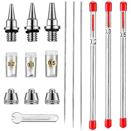 10-delars Airbrushmunstycke, Nålsats med Nyckel, Ersättningsdelar för Airbrush