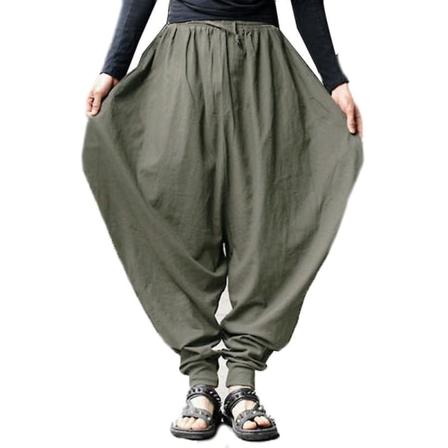 Miesten leveälahkeiset haaremihousut casual baggy joogapohjat Army Green M