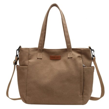 Canvas Pendle Taske Stor Kapacitet Tote Bag KHAKI