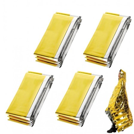 4 stycken - 210 * 160 cm - överlevnadsfilt - termisk nödfilt - termisk utomhusfilt - nödfilt för utomhusbruk