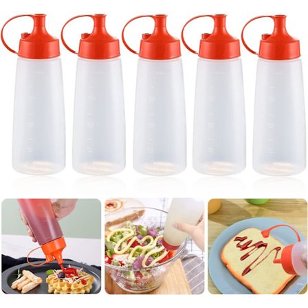 Kryddflaskor, 5 st 473 ml Kryddsåsflaska, Såsdispenserflaskor, Plastkryddflaskor, Såsflaska, Plastflaskor med Lock, BPA-fria