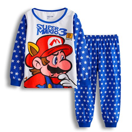 1Set Barn Pyjamas Super Mario Långärmad Pullover Set Nattkläder C