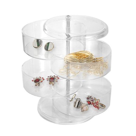 360 Graders Roterende Hylle Transparent Smykkeorganisator