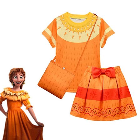 Barn Tjej Encanto Pepa Cosplay Kostym Outfit T-shirt Kjol Väska Fancy Dress Up Party