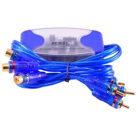 4-kanals RCA jordingssløyfeisolator, 50W støyfilter for lydsystemer (blå)