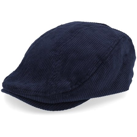 Upfront - Blå flatcap Caps - Wild Corduroy Sixpence Navy Flat Cap @ Hatstore