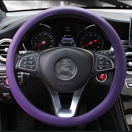 (Lila) Rattöverdrag i läder för bil, fyrdelad, halksäker, axelskydd, biltillbehör, ratt skydd