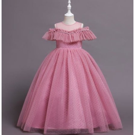 Barnkläder Girl's New Design Suspender Dress, Mesh Polka Dot Princess Dress, Barns Lång Sommarklänning, Girls' Performance Costume, Banque vY