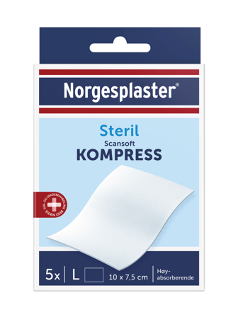 Norgesplaster Scansoft kompress, 10 cm x 7.5 cm, 5 stk.