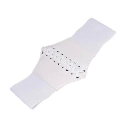 Kvinner Korsett Bred Pu Skinn Slankende Kroppsbelte Elastisk Høy Midje Forming Girdle Band Belter White