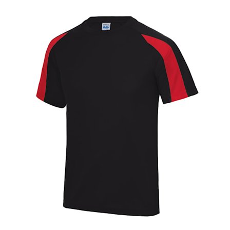 Just Cool Herr Kontrast Cool Sports Plain T-Shirt M Jet Black/F