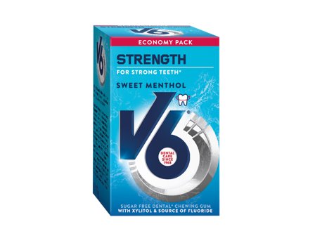 V6 Strong Teeth Sweet Menthol Tyggegummi, 70 g