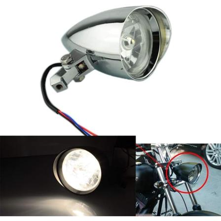Huvudlampa i Aluminium med Visir, Bullet Headlight Lamp Passar för Harley Motorcykel Anpassad Applikation (Krom)