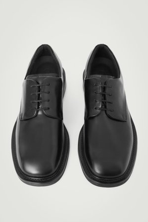 COS Men's Zapatos Derby De Piel Con Puntera Cuadrada in Negro