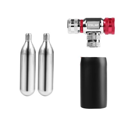 CO2-inflator - rød og sølv (med 2 patroner)