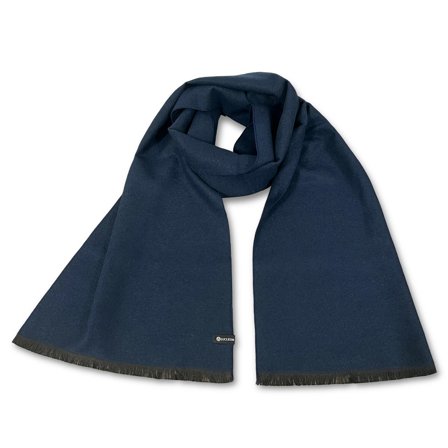 Metro | Bufanda de vestir lisa de tela de mezcla azul marino para hombres - Bufandas de invierno