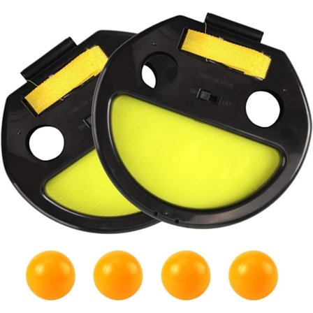 Ball og Fang Spill Barne Hånd Fangst Ball Racket Leke for Barn Racket Kasting Ball Bordtennis Hånd Klipp (2 stk Racket 4 stk Baller)