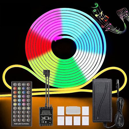 3~10m DC12V RGB Vanntett LED Neon Tauverk Lysstripe App Synkronisering