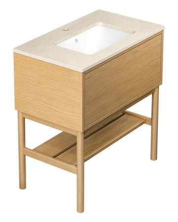 Gustavsberg Ducentic GB71DCVU80ARCC11LF Kommodpaket med ben, 80 cm, ljus ek/beige sten, 1 blandarhål Ljus ek/Beige Sten, Badrum