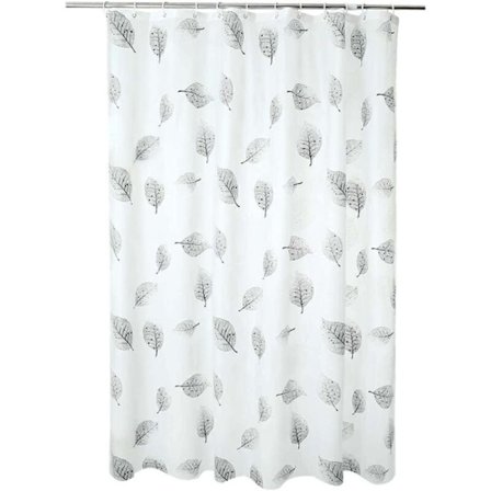 Bruseforhæng, vaskbart bruseforhængssæt, PEVA bruseforhæng til badeværelse med bruseforhængskroge til badekar og brusekabine (små blade)