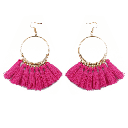 Färgglada långa fransar tofsar örhänge set-3 lager T