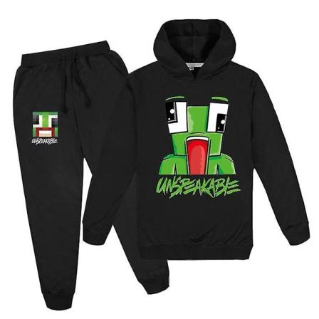 Outsäglig medelålders huvtröja för pojkar och flickor + set black 120-130cm