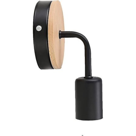 Belysning Nordisk Loft Modern Samtida E27 LED Vägglampa Massivt Trä & Smidesjärn (svart)