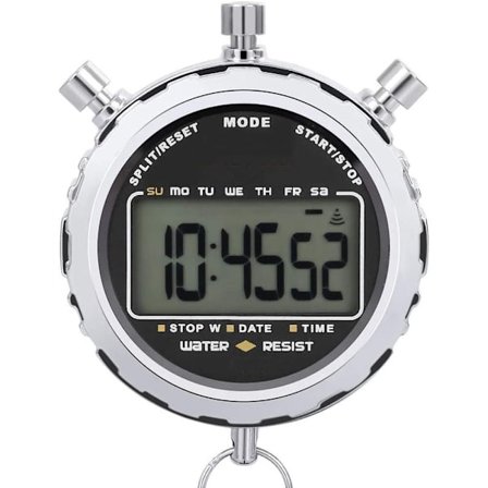 Digitalt stopur, håndholdt LCD-display, vandtæt daglig alarm, 1/100