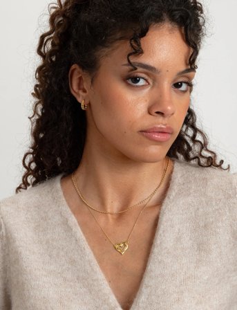 Syster P Puff Heart Necklace Gold - Gold - ONE SIZE 48 cm