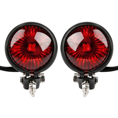 2x Røde 12v LED Sorte Cafe Racer Stil Stop Baglygte Motorcykel Brems Baglygte Baglygte Til Chop