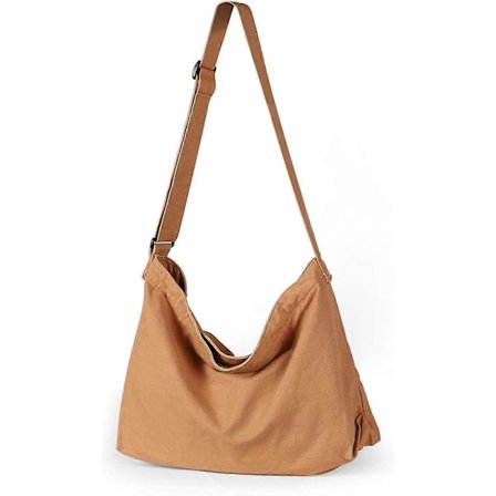 Canvas Hobo Väska, Axelväska Unisex Canvas Crossbody Väska med Dragkedja och Justerbar Rem Handväska Stor Tygväska