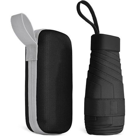 Reseparasoll för resor, 6 ribbor Mini paraply Litet UV-paraply, Vikbart solparaply Vindtätt regnskydd med kapselväska, Vikbart bärbart fickparaply