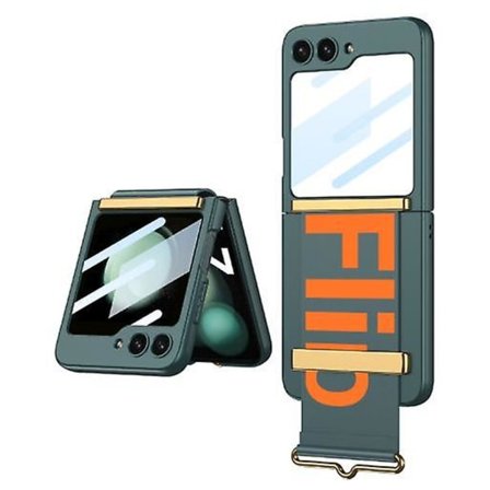 Z Flip 5 Case, Smal Hård Pc Stötsäker Halkfri Case För Samsung Galaxy Z Flip 5 Med Handrem Ställ