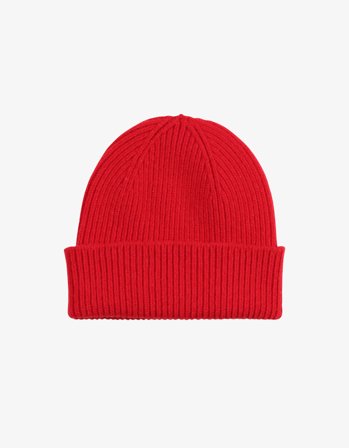 Merino Wool Beanie - Scarlet Red - One Size