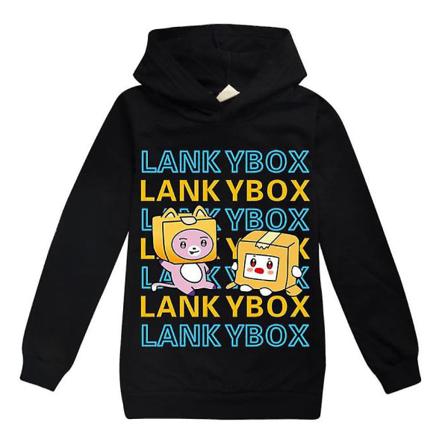 Lankybox Tryckta Höst Hoodies Flickor Pojkar Långärmad Huvtröja Toppar 7-14 År Barn Pullover Jumper Black 9-10 Years