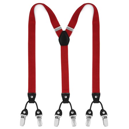 Wąskie karmazynowe szelki dla mężczyzn - Szelki na klipsy