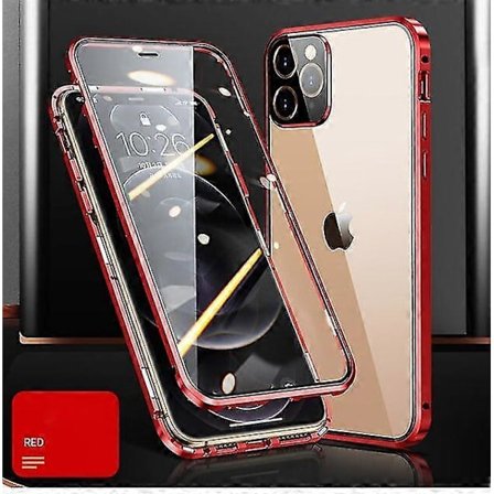 Magnetiskt Skal Kompatibelt Med Iphone 13/13 Pro/13 Pro Max, Hd Dubbelsidigt Härdat Glas Aluminiumlegering Stötfångarskydd