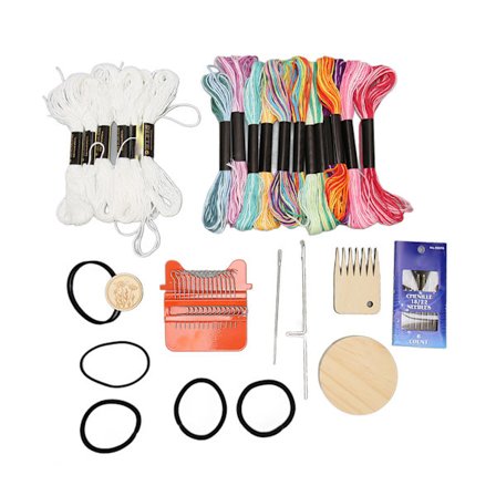 Mini vævemaskine 14 kroge 18 farver tråde nem betjening bærbar mini stopning væv til håndværk DIY reparation
