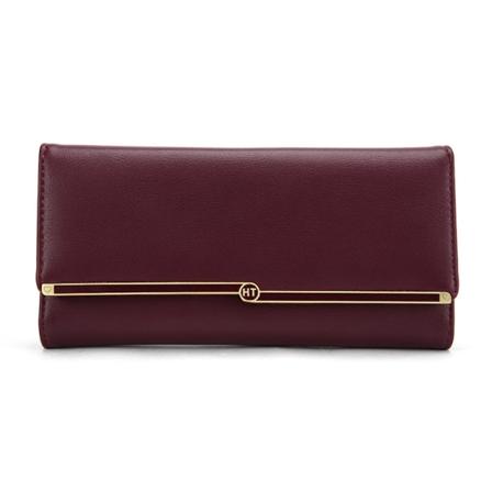 Kvinner lommebok myntpung koreansk clutch mote lang kvinnelig enkel kortholder Wine Red 19*3*10cm