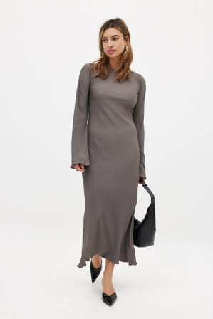 NA-KD Robe mi-longue plissée - Robes d'Automne - Gris - XS