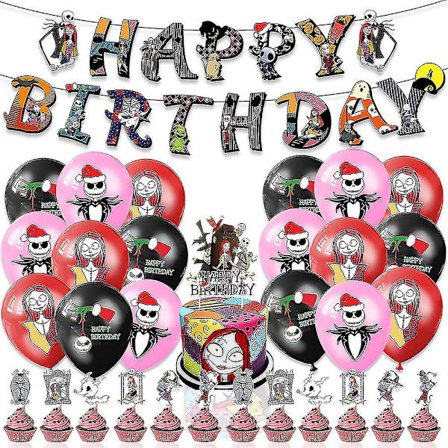 Halloween-juhlatarvikkeet Painajainen ennen joulua Juhlatarvikkeet Tarvikkeet Banneri Kakku Muffinikoristeet Ilmapallopaketti Bahz6189 (FMY)