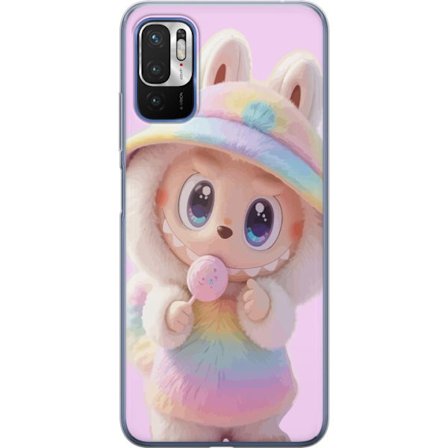 Xiaomi Redmi Note 10 5G Genomskinligt Skal Kawaii regnbågskaraktär med stora glittrande ögon, pastellfärgad fluffig outfit och söt klubba som ska