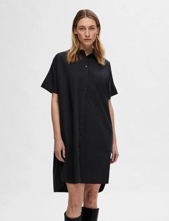 Selected Slfblair 2/4 Short Shirt Dress Noos - Black - 36