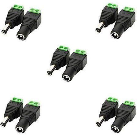 5,5 mm x 2,1 mm DC hun til DC hann adapter 12 V DC-kontakt DC-plugg for CCTV-kamera LED-stripe eller andre DC 5 V–24 V enheter