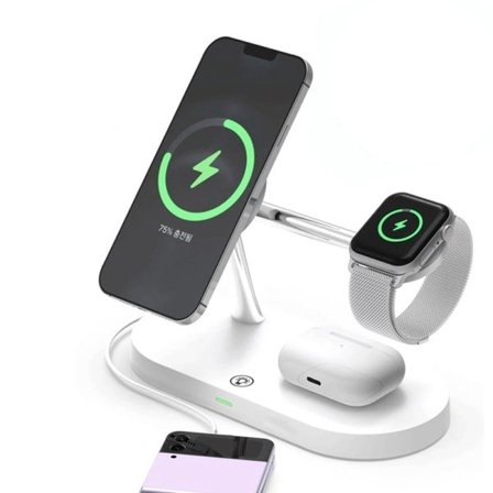 3 i 1 magnetisk trådlös laddare ställ snabb laddning station