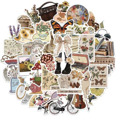 50 St/ Set Vintage Stickers Dekorativ Sticker Heminredning